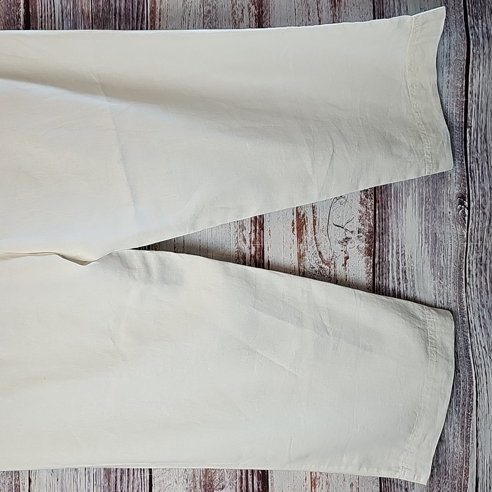 NWT OLD NAVY WHITE LINEN HIGH-RISE WIDE-LEG ELASTIC PULL-ON PANTS - Picture 5 of 11